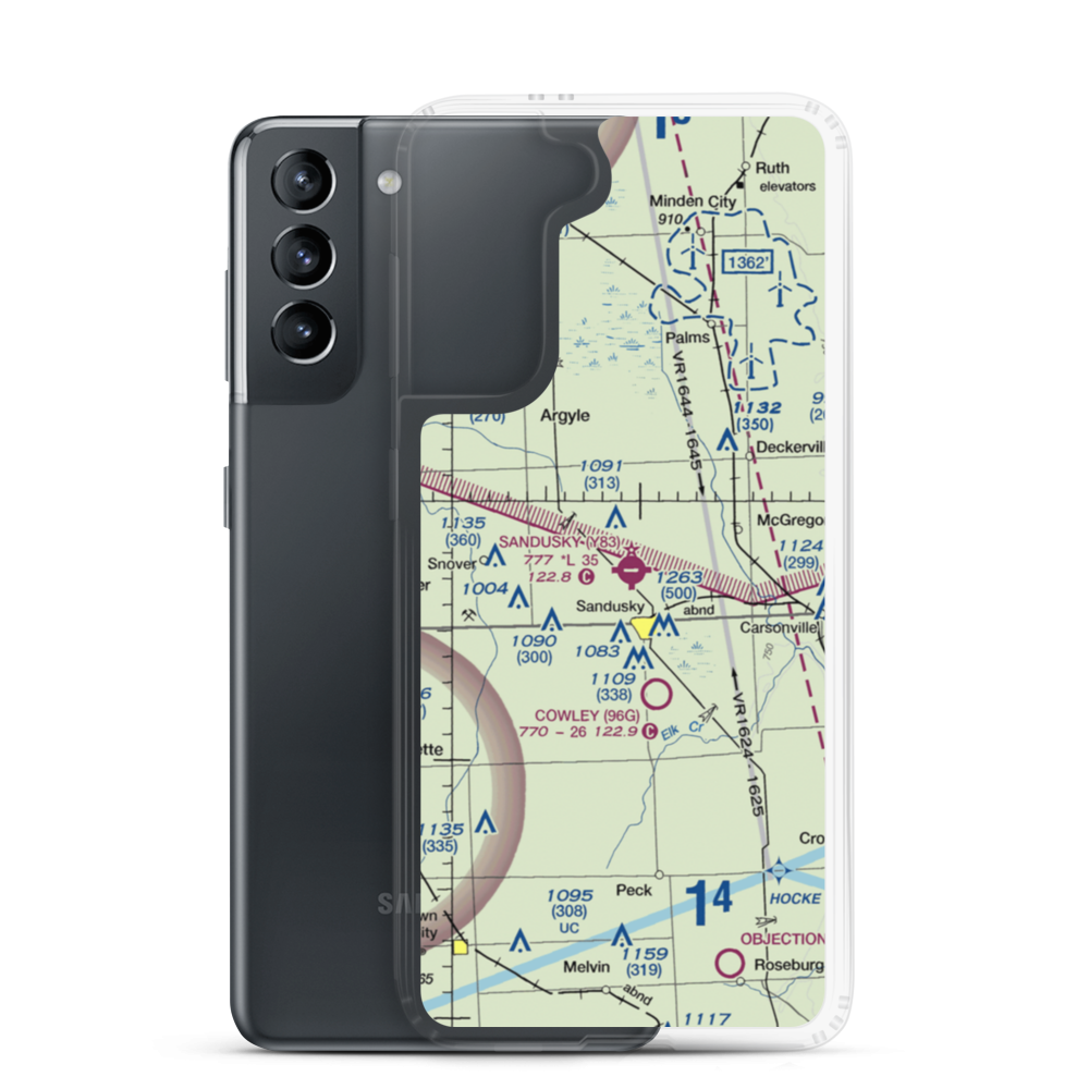 Sandusky City Airport (Y83) VFR Sectional Samsung Case Samsung Galaxy S21 model shown