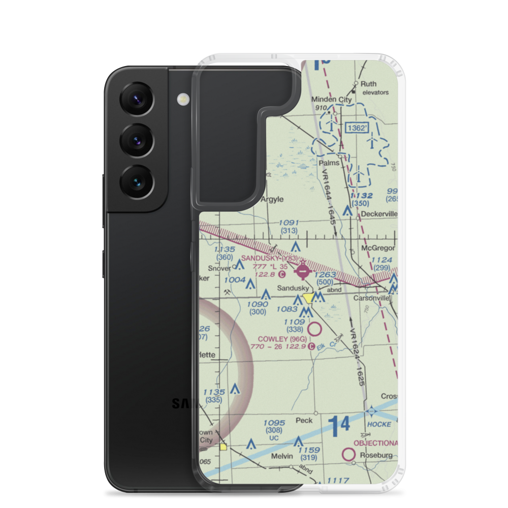 Sandusky City Airport (Y83) VFR Sectional Samsung Case Samsung Galaxy S22 model shown