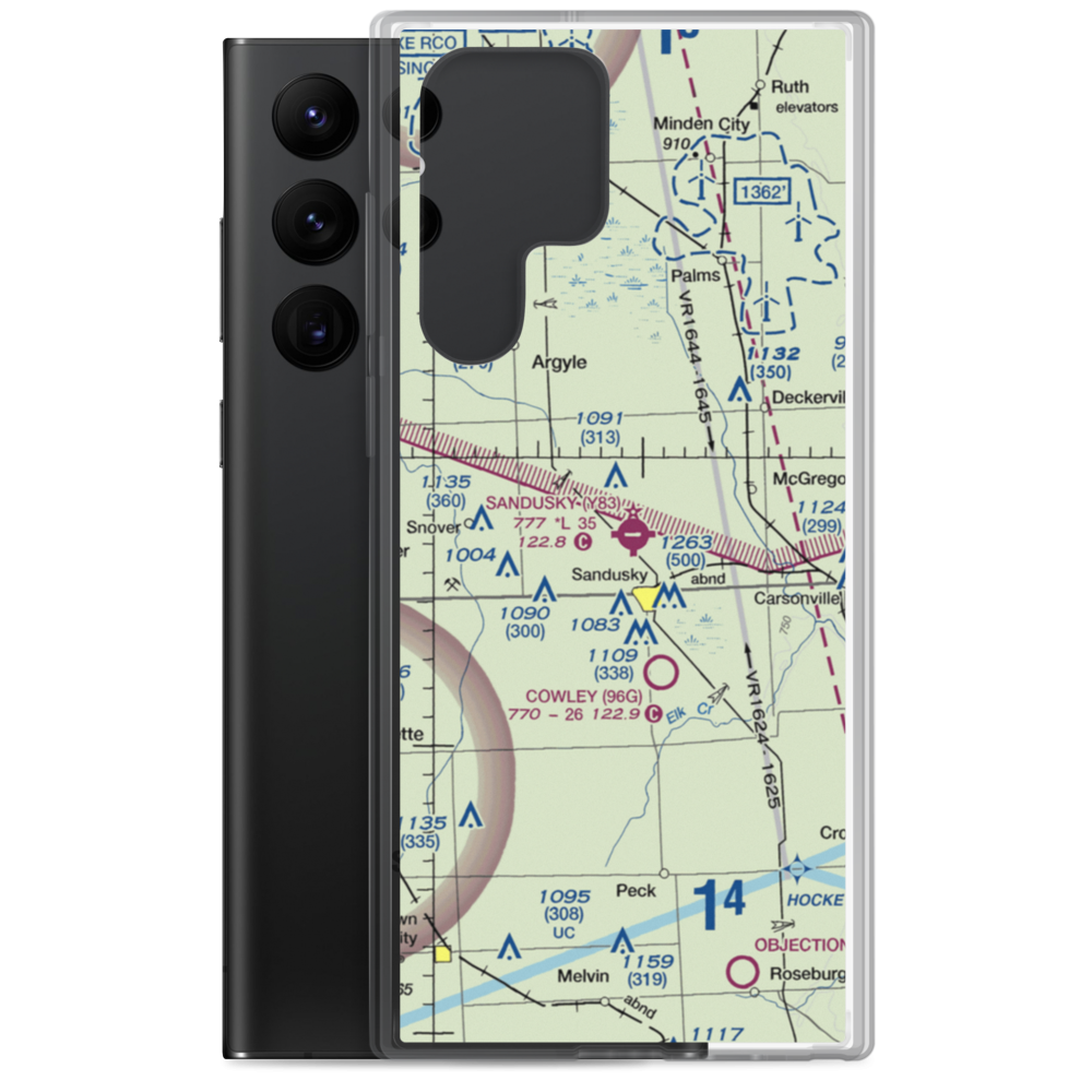 Sandusky City Airport (Y83) VFR Sectional Samsung Case Samsung Galaxy S22 Ultra model shown