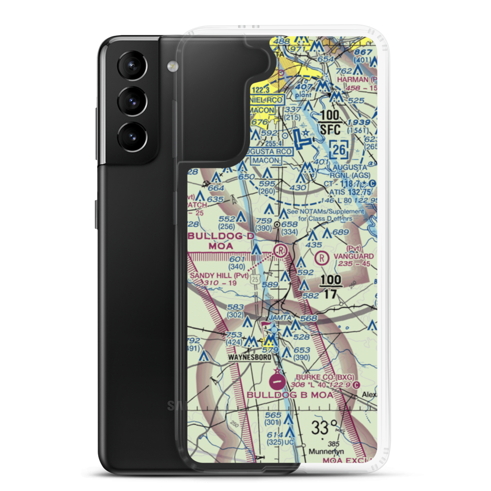 Sandy Hill Airport (GE30) VFR Sectional Samsung Case Samsung Galaxy S21 Plus model shown
