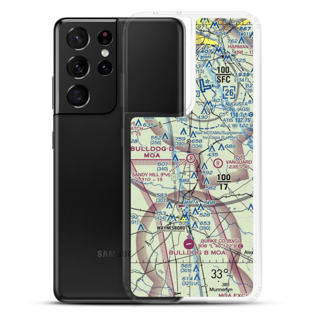 Sandy Hill Airport (GE30) VFR Sectional Samsung Case Samsung Galaxy S21 Ultra model shown