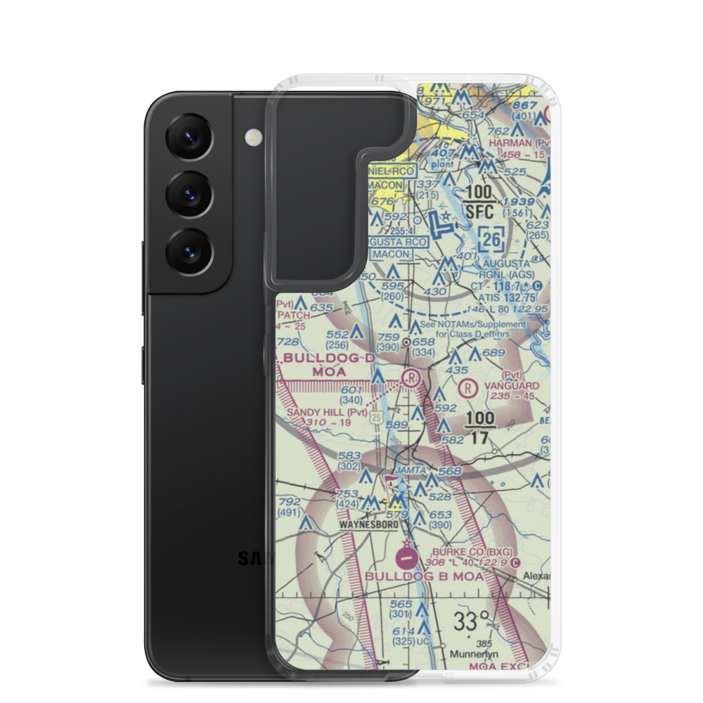 Sandy Hill Airport (GE30) VFR Sectional Samsung Case Samsung Galaxy S22 model shown
