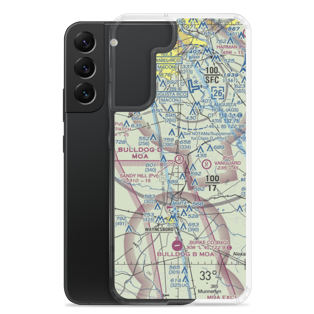Sandy Hill Airport (GE30) VFR Sectional Samsung Case Samsung Galaxy S22 Plus model shown