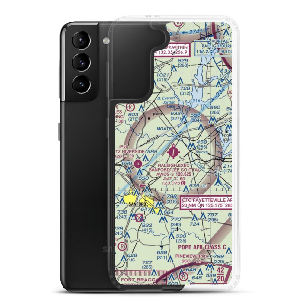 Sanford-Lee County Regional Airport (TTA) VFR Sectional Samsung Case Samsung Galaxy S21 Plus model shown