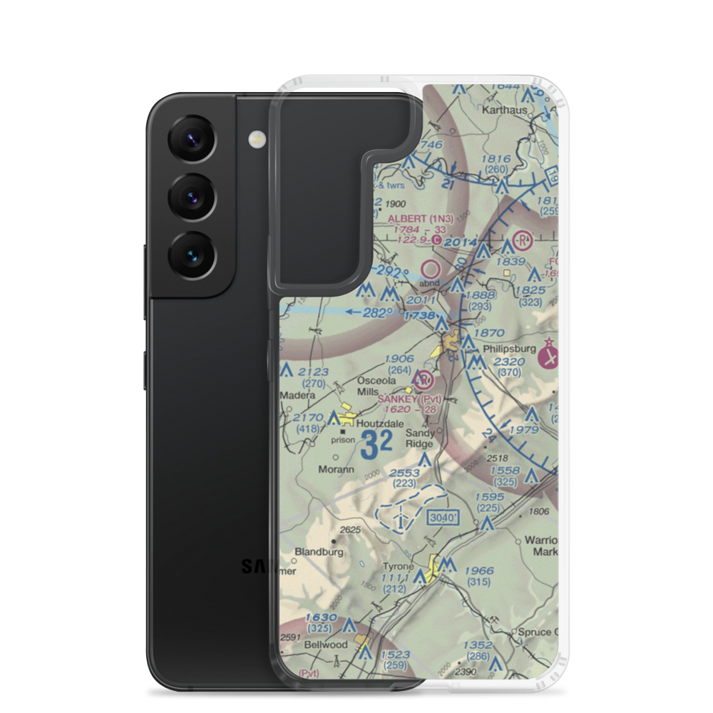 Sankey Airport (1PS4) VFR Sectional Samsung Case Samsung Galaxy S22 model shown