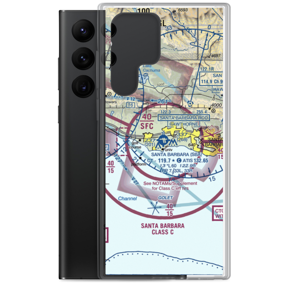 Santa Barbara Municipal Airport (SBA) VFR Sectional Samsung Case Samsung Galaxy S22 Ultra model shown