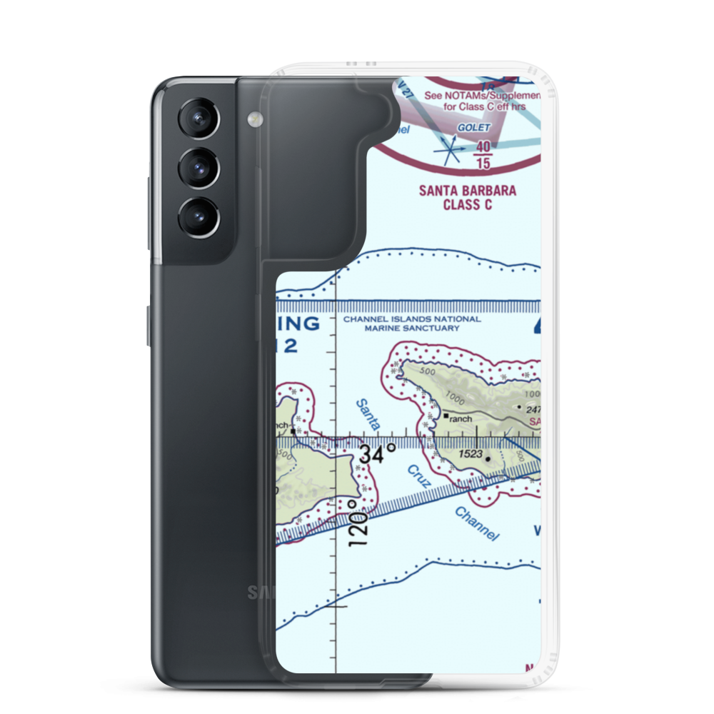 Santa Cruz Island Airport (SZN) VFR Sectional Samsung Case Samsung Galaxy S21 model shown