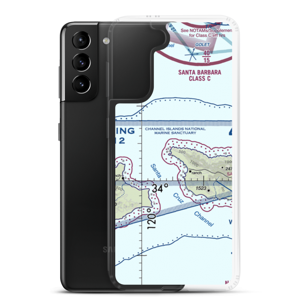 Santa Cruz Island Airport (SZN) VFR Sectional Samsung Case Samsung Galaxy S21 Plus model shown