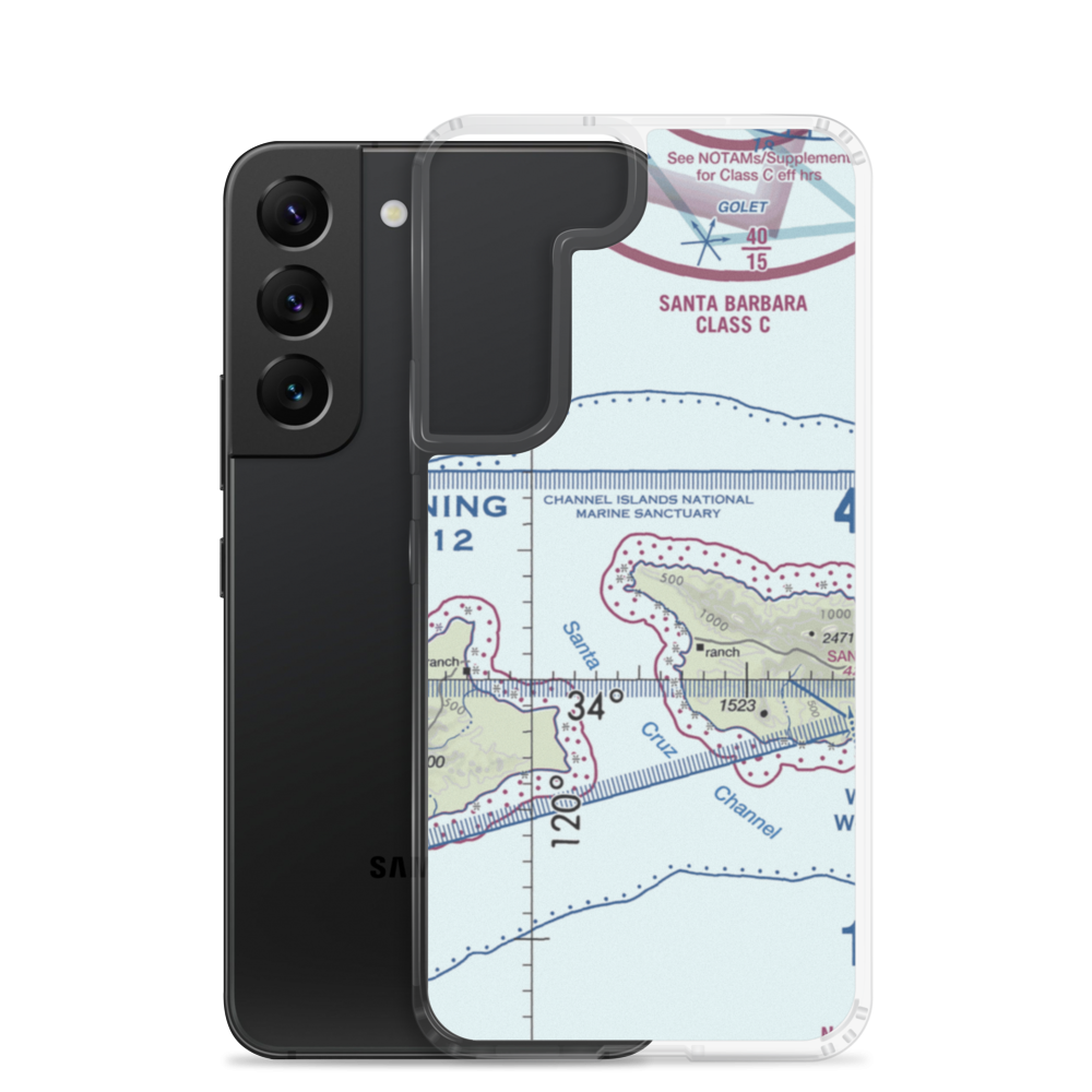 Santa Cruz Island Airport (SZN) VFR Sectional Samsung Case Samsung Galaxy S22 model shown
