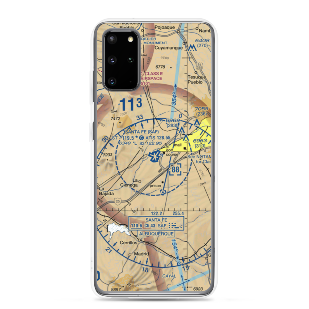 Santa Fe Municipal Airport (SAF) VFR Sectional Samsung Case Samsung Galaxy S20 Plus model shown