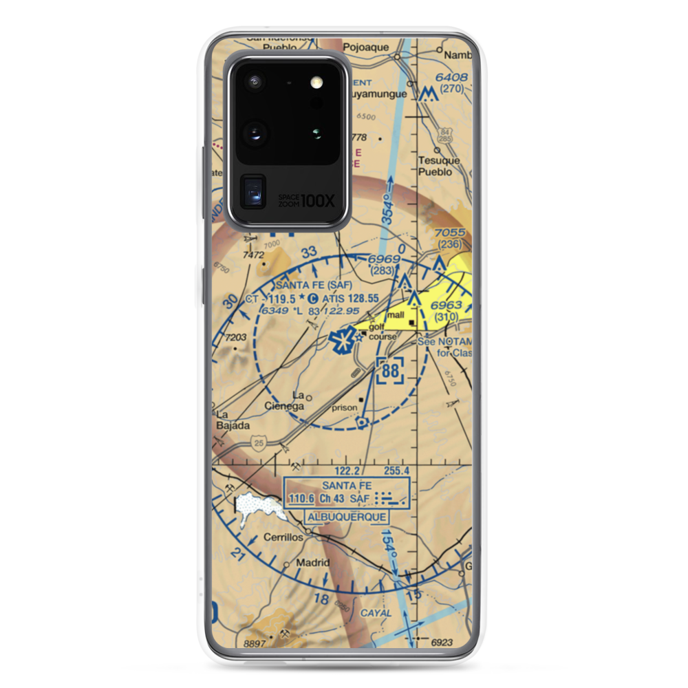 Santa Fe Municipal Airport (SAF) VFR Sectional Samsung Case Samsung Galaxy S20 Ultra model shown