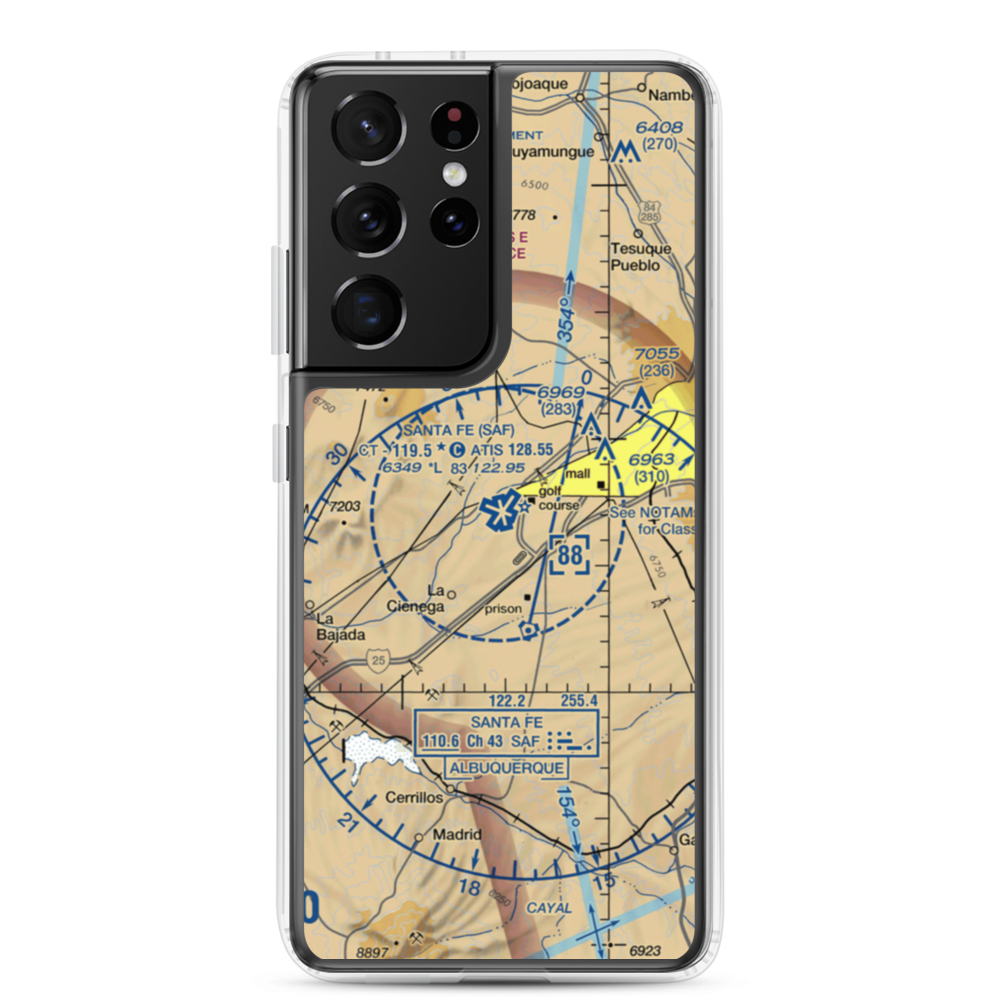 Santa Fe Municipal Airport (SAF) VFR Sectional Samsung Case Samsung Galaxy S21 Ultra model shown