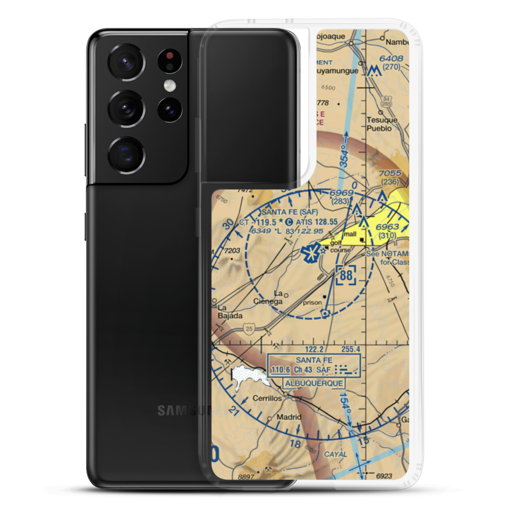 Santa Fe Municipal Airport (SAF) VFR Sectional Samsung Case Samsung Galaxy S21 Ultra model shown