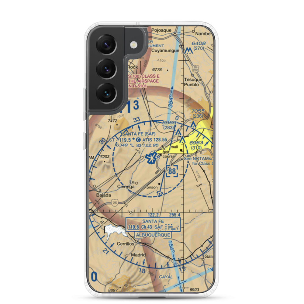 Santa Fe Municipal Airport (SAF) VFR Sectional Samsung Case Samsung Galaxy S22 Plus model shown