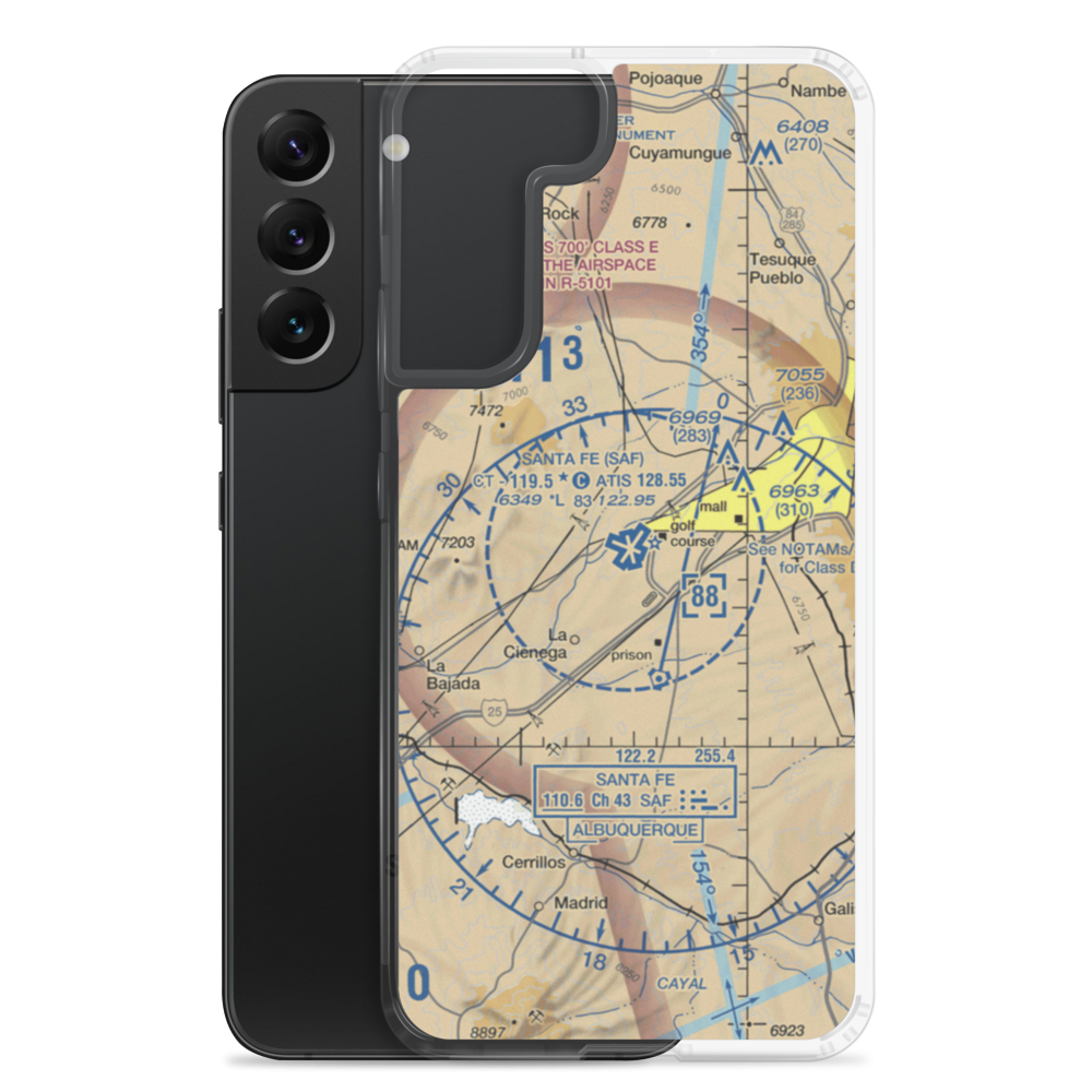 Santa Fe Municipal Airport (SAF) VFR Sectional Samsung Case Samsung Galaxy S22 Plus model shown