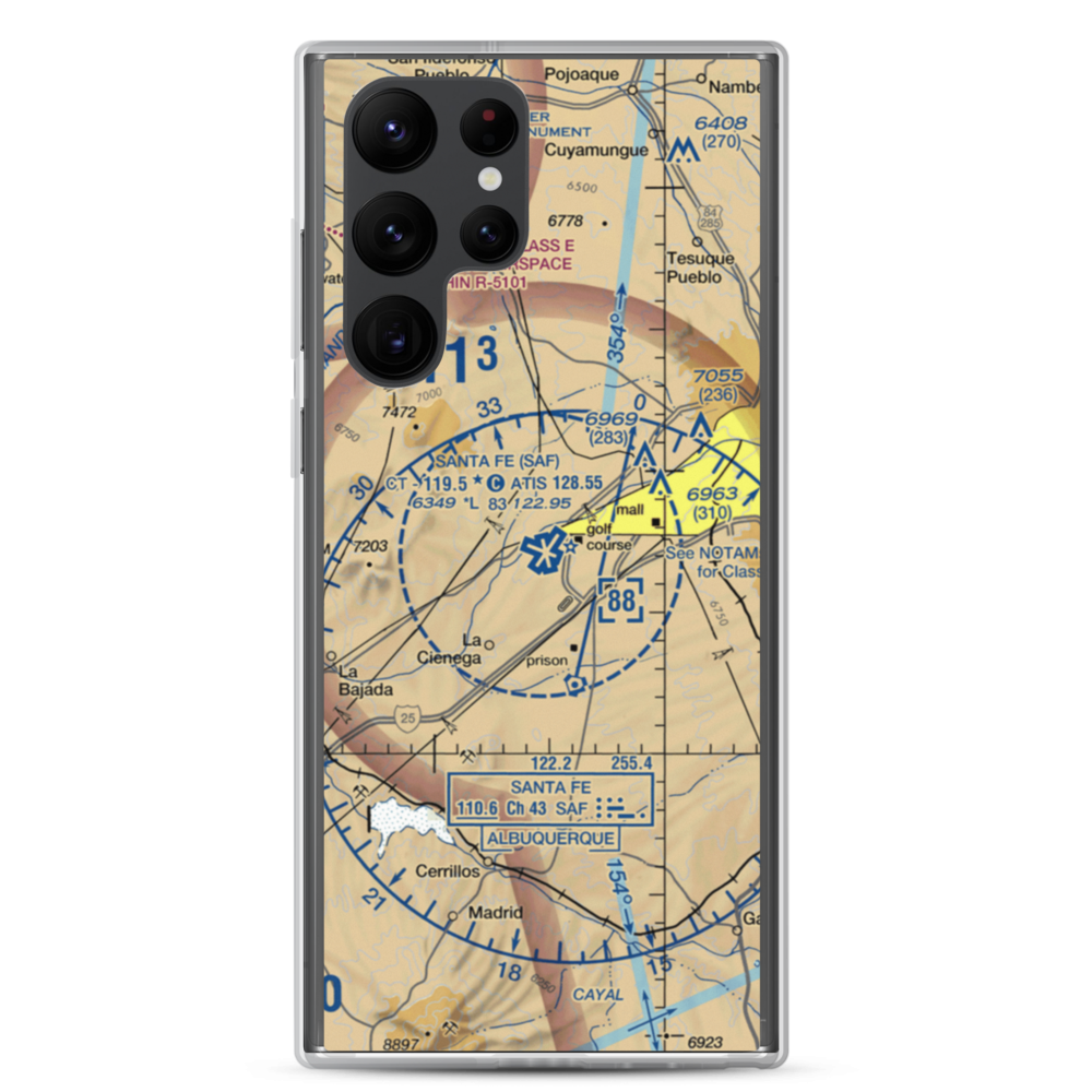 Santa Fe Municipal Airport (SAF) VFR Sectional Samsung Case Samsung Galaxy S22 Ultra model shown