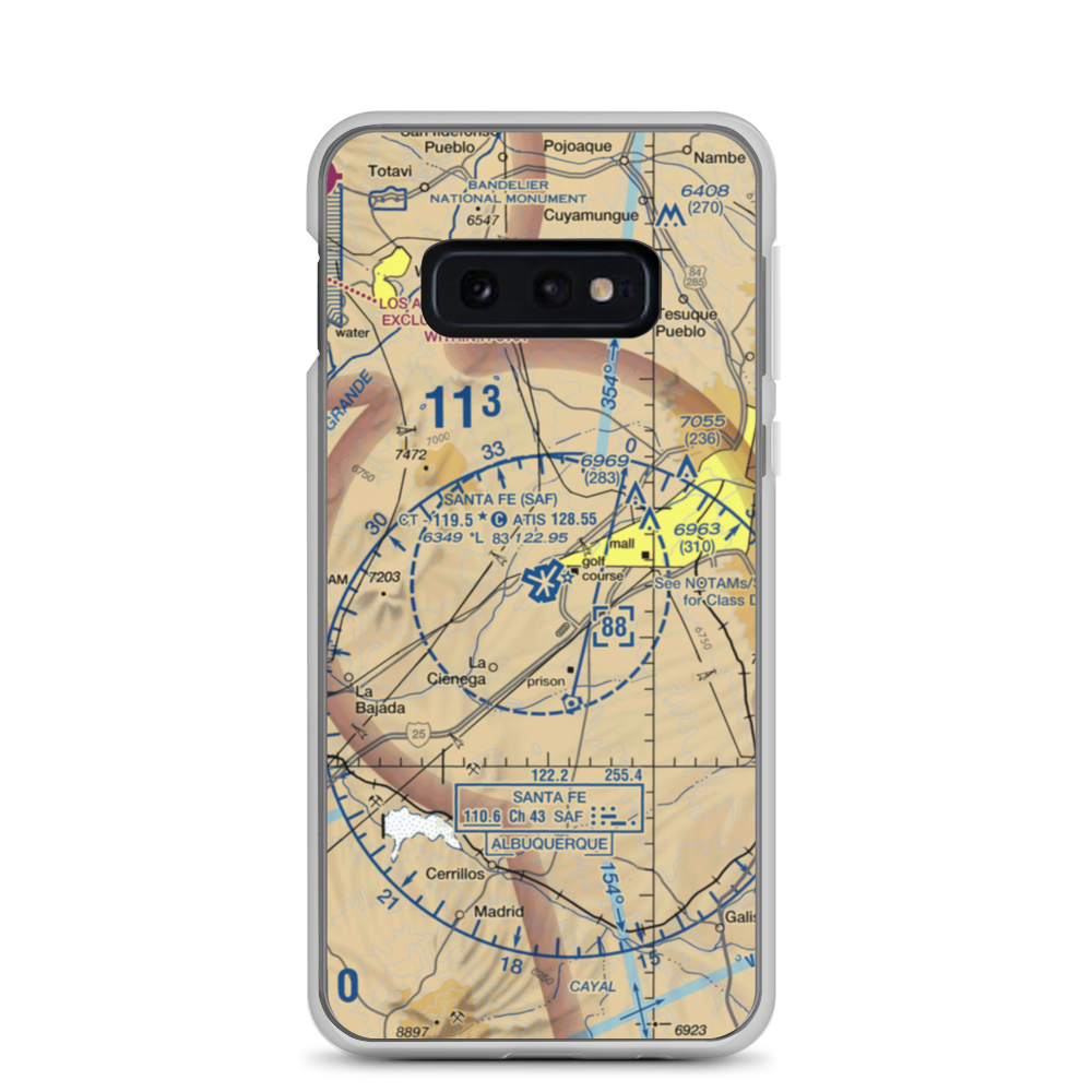 Santa Fe Municipal Airport (SAF) VFR Sectional Samsung Case Samsung Galaxy S10e model shown