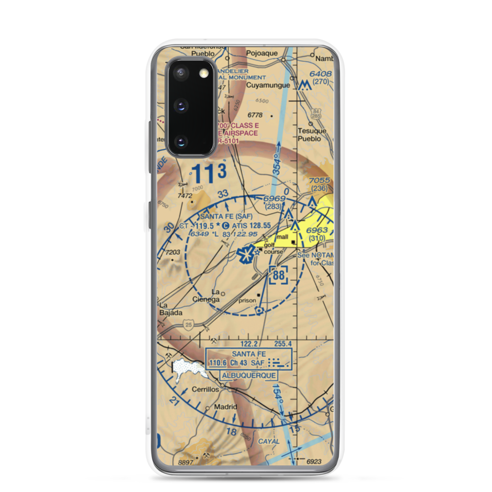 Santa Fe Municipal Airport (SAF) VFR Sectional Samsung Case Samsung Galaxy S20 model shown