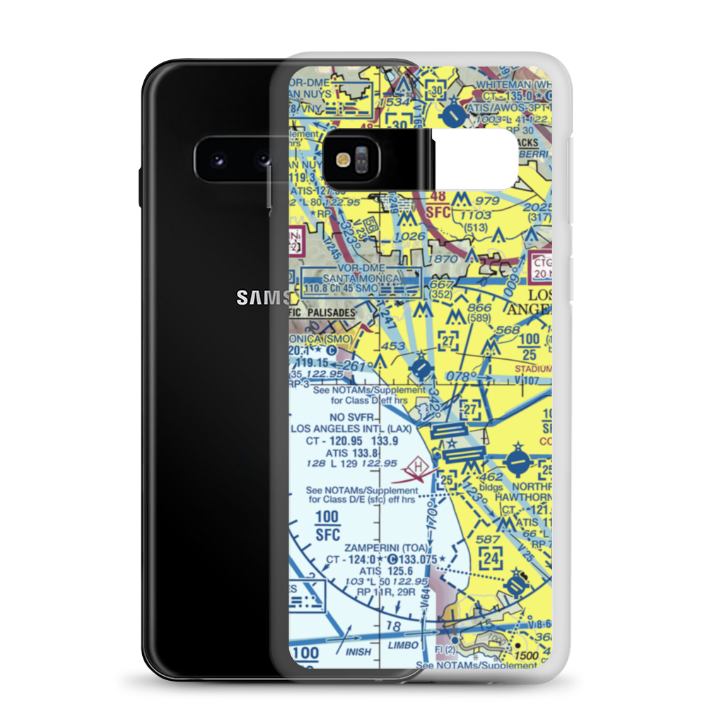 Santa Monica Municipal Airport (SMO) VFR Sectional Samsung Case Samsung Galaxy S10 model shown