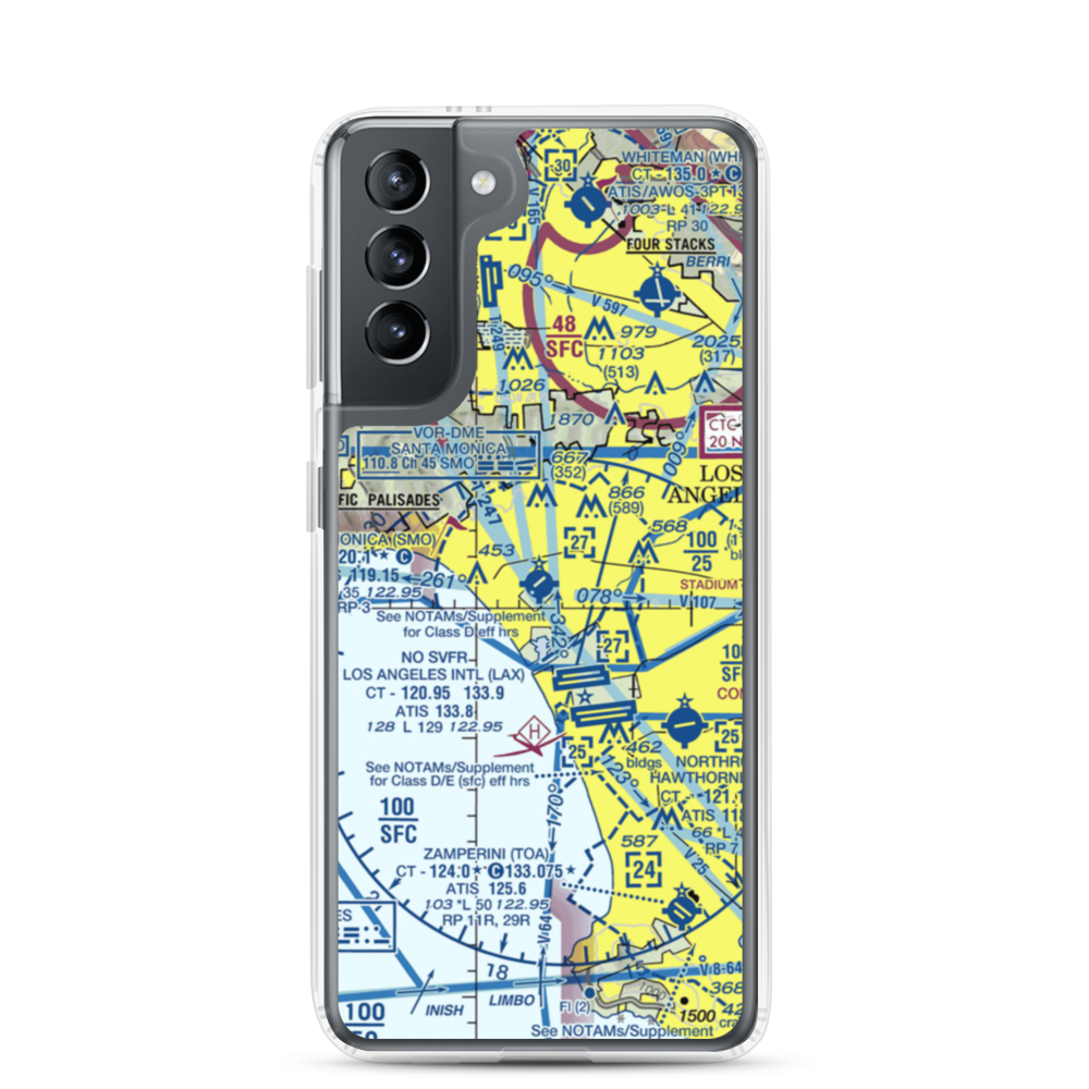 Santa Monica Municipal Airport (SMO) VFR Sectional Samsung Case Samsung Galaxy S21 model shown