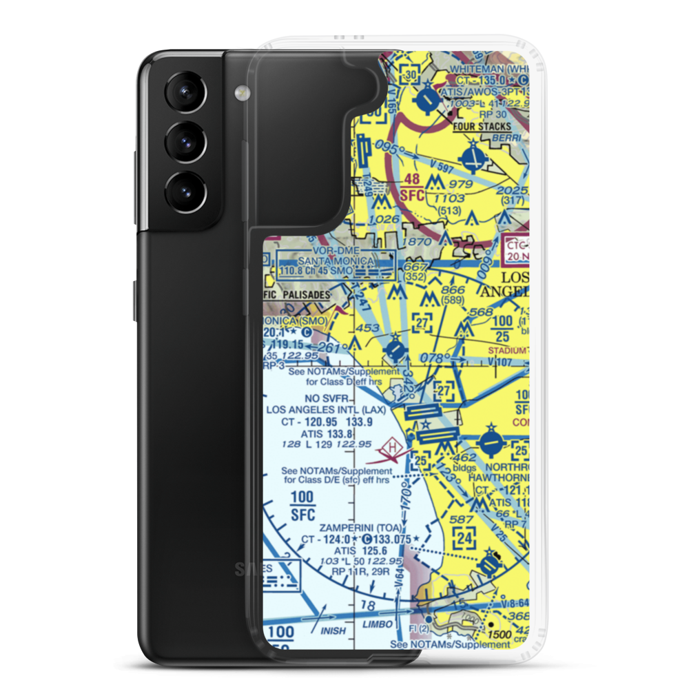 Santa Monica Municipal Airport (SMO) VFR Sectional Samsung Case Samsung Galaxy S21 Plus model shown