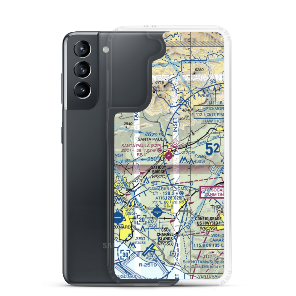 Santa Paula Airport (SZP) VFR Sectional Samsung Case Samsung Galaxy S21 model shown