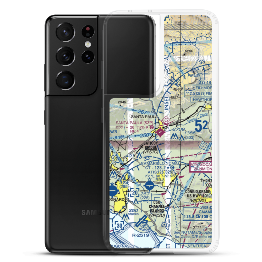 Santa Paula Airport (SZP) VFR Sectional Samsung Case Samsung Galaxy S21 Ultra model shown