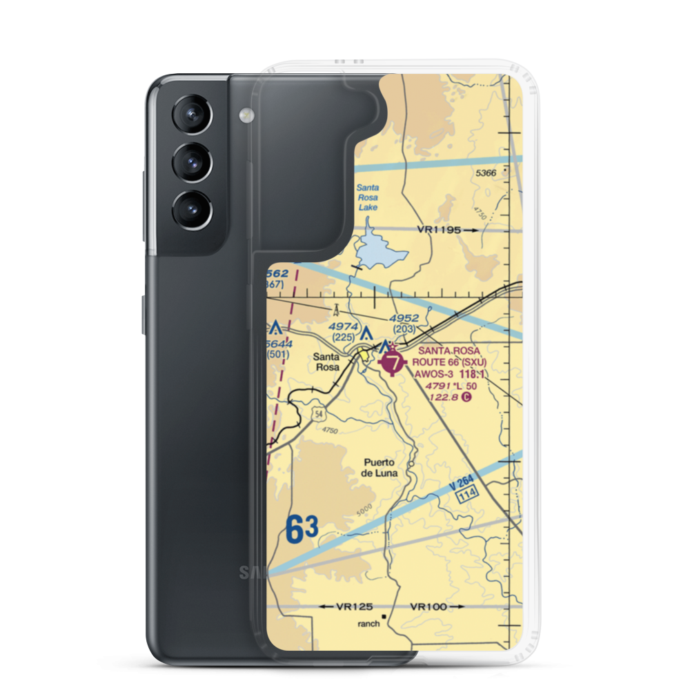 Santa Rosa Route 66 Airport (SXU) VFR Sectional Samsung Case Samsung Galaxy S21 model shown