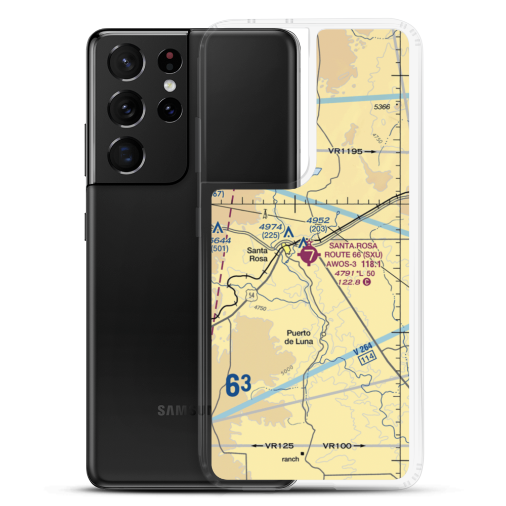 Santa Rosa Route 66 Airport (SXU) VFR Sectional Samsung Case Samsung Galaxy S21 Ultra model shown
