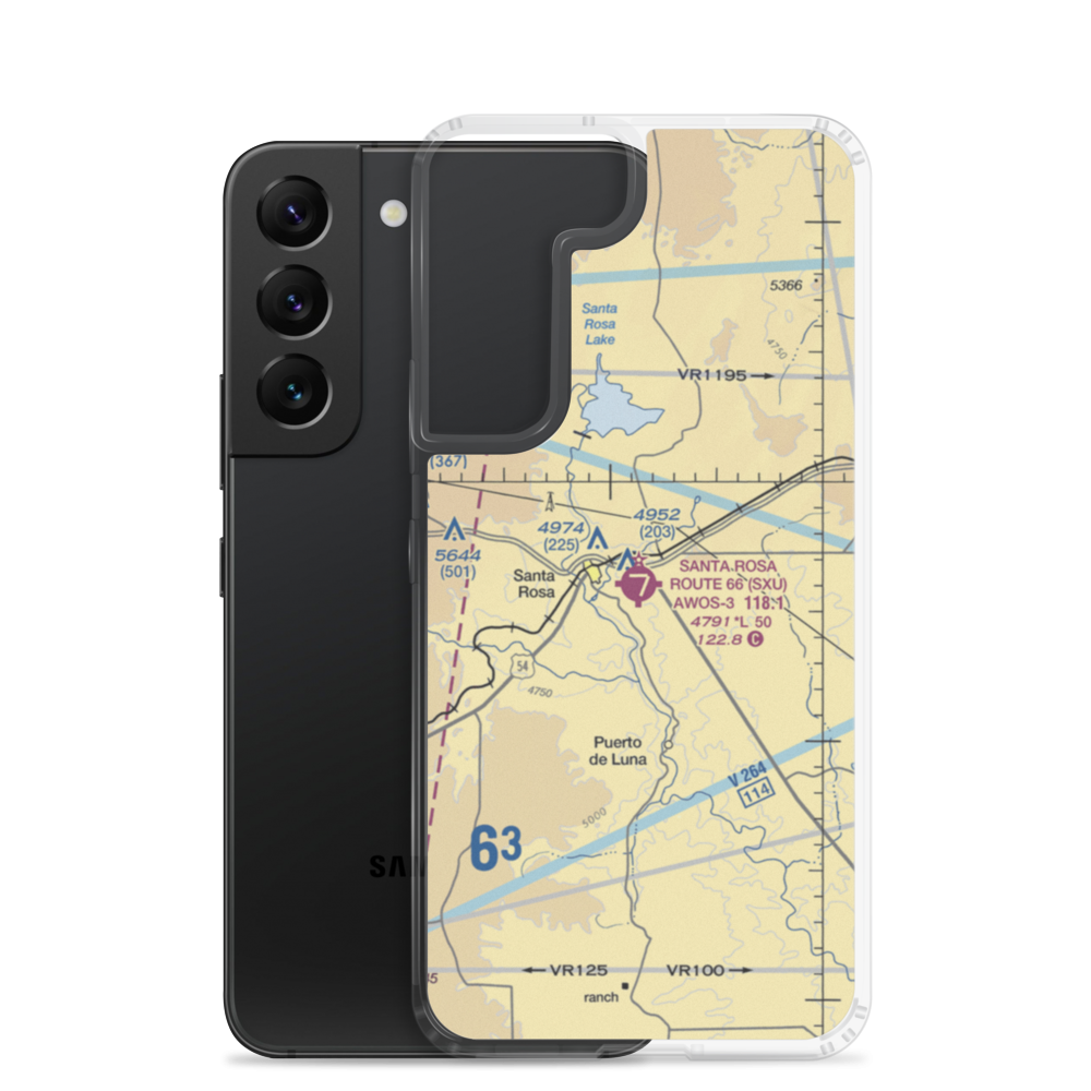 Santa Rosa Route 66 Airport (SXU) VFR Sectional Samsung Case Samsung Galaxy S22 model shown