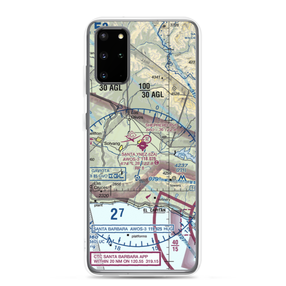 Santa Ynez Airport (IZA) VFR Sectional Samsung Case Samsung Galaxy S20 Plus model shown