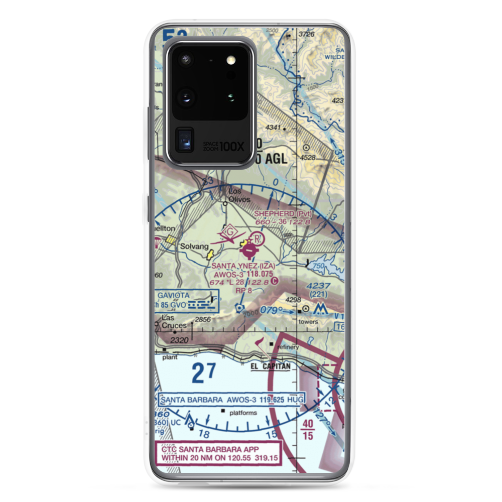 Santa Ynez Airport (IZA) VFR Sectional Samsung Case Samsung Galaxy S20 Ultra model shown