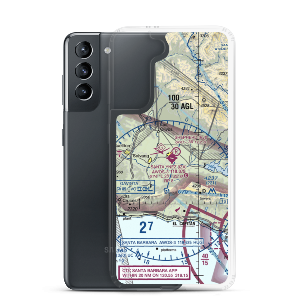 Santa Ynez Airport (IZA) VFR Sectional Samsung Case Samsung Galaxy S21 model shown