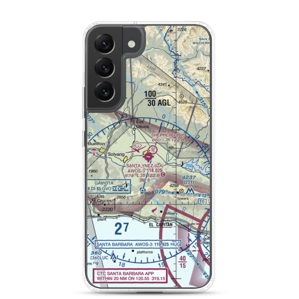 Santa Ynez Airport (IZA) VFR Sectional Samsung Case Samsung Galaxy S22 Plus model shown