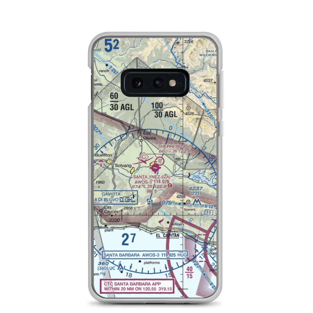 Santa Ynez Airport (IZA) VFR Sectional Samsung Case Samsung Galaxy S10e model shown