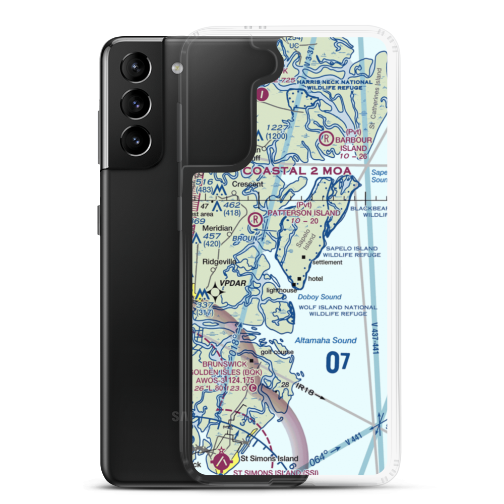 Sapelo Island Airport (08GA) VFR Sectional Samsung Case Samsung Galaxy S21 Plus model shown