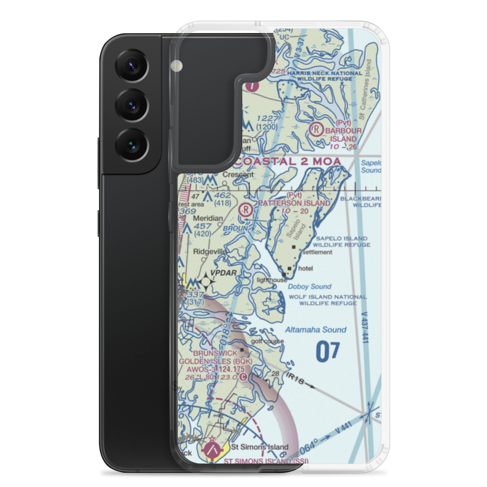 Sapelo Island Airport (08GA) VFR Sectional Samsung Case Samsung Galaxy S22 Plus model shown