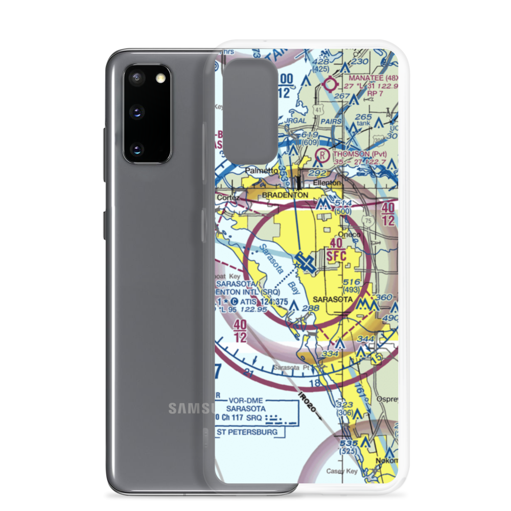 Sarasota Bradenton International Airport (SRQ) VFR Sectional Samsung Case Samsung Galaxy S20 model shown