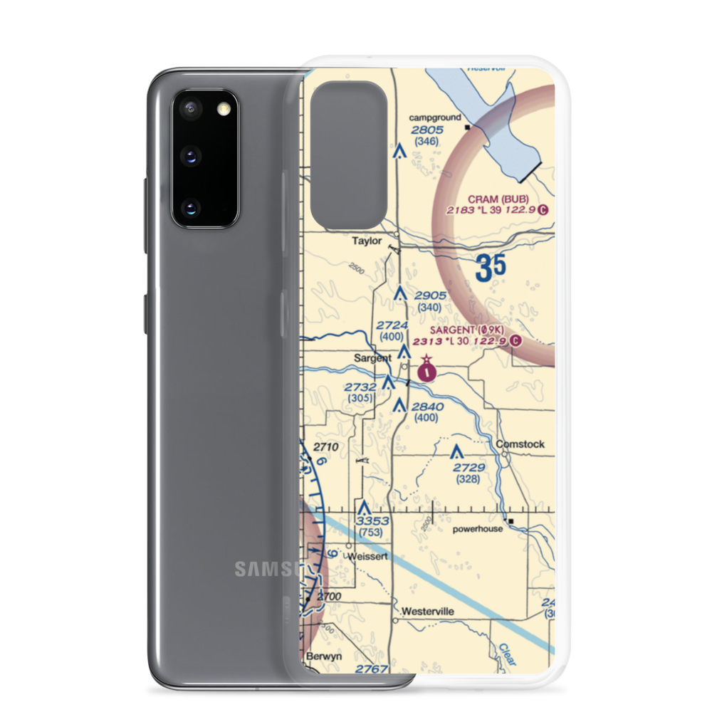 Sargent Municipal Airport (09K) VFR Sectional Samsung Case Samsung Galaxy S20 model shown