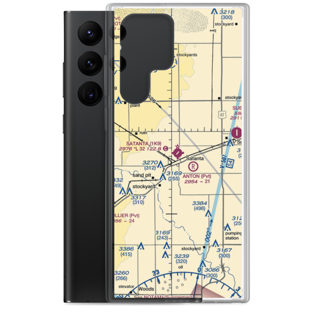 Satanta Municipal Airport (1K9) VFR Sectional Samsung Case Samsung Galaxy S22 Ultra model shown