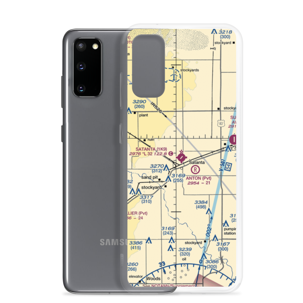 Satanta Municipal Airport (1K9) VFR Sectional Samsung Case Samsung Galaxy S20 model shown