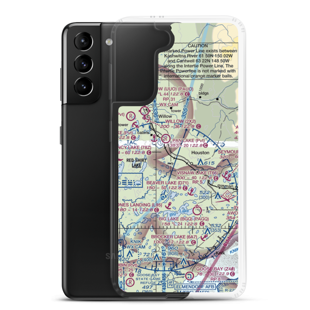 Satterbergs Airport (13AK) VFR Sectional Samsung Case Samsung Galaxy S21 Plus model shown