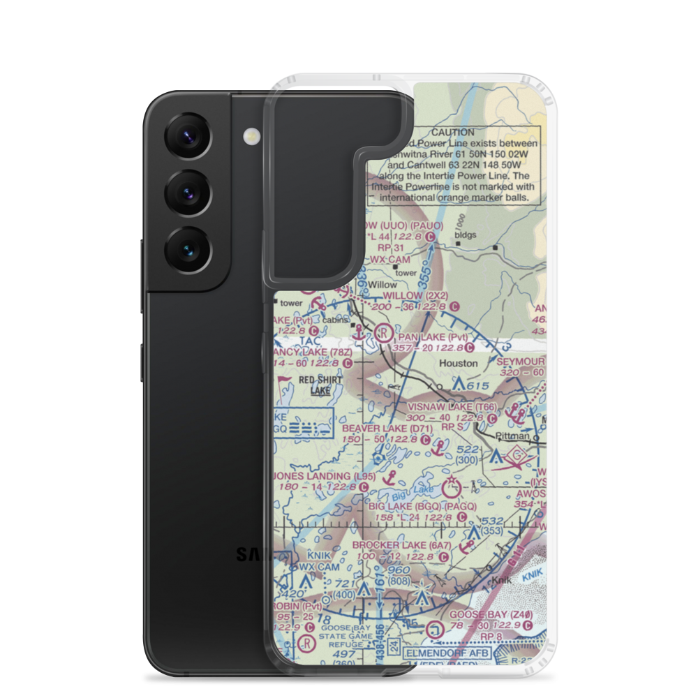 Satterbergs Airport (13AK) VFR Sectional Samsung Case Samsung Galaxy S22 model shown