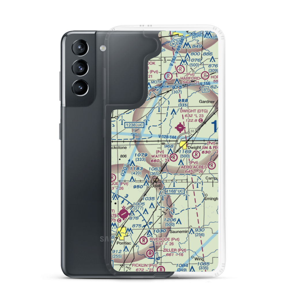Sauer Airport (08LL) VFR Sectional Samsung Case Samsung Galaxy S21 model shown