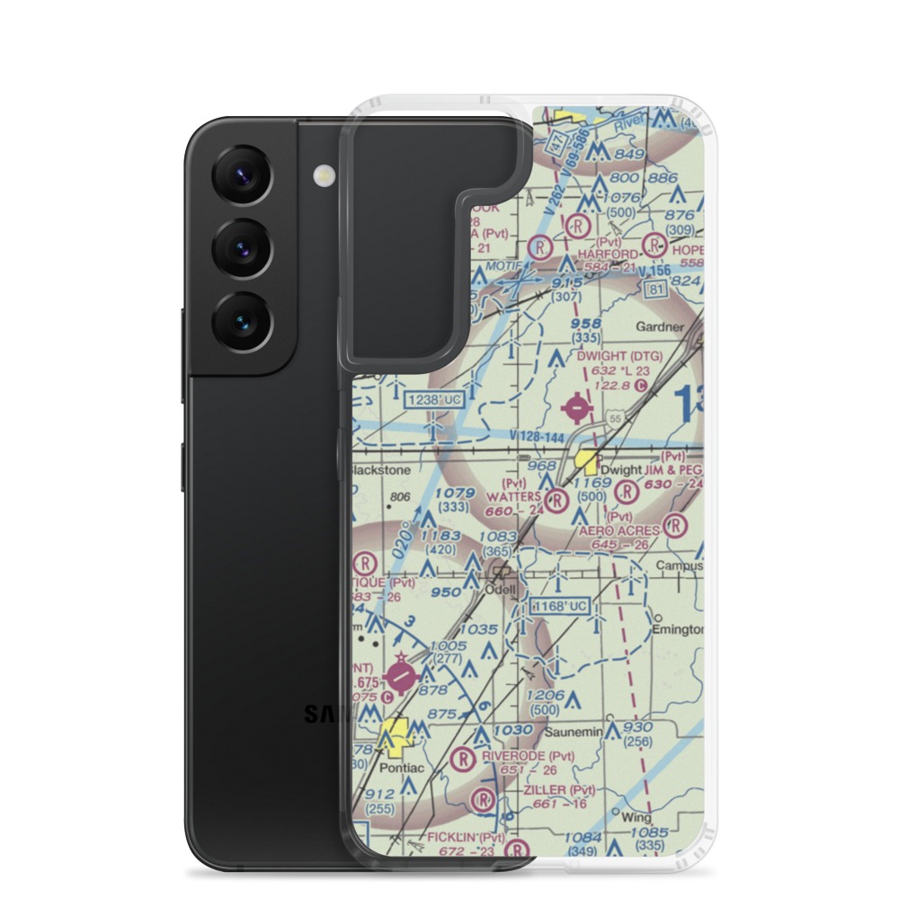 Sauer Airport (08LL) VFR Sectional Samsung Case Samsung Galaxy S22 model shown
