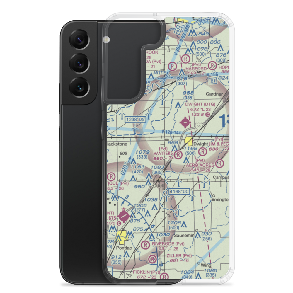 Sauer Airport (08LL) VFR Sectional Samsung Case Samsung Galaxy S22 Plus model shown
