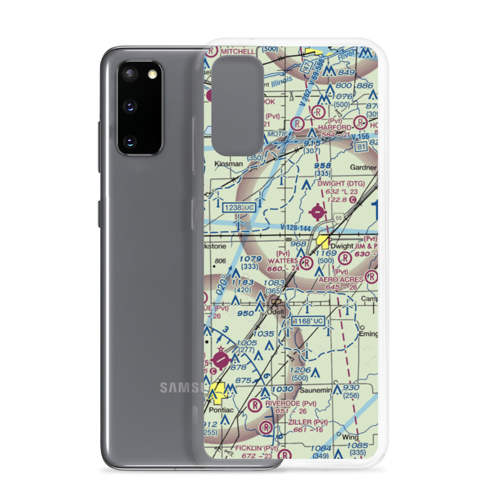 Sauer Airport (08LL) VFR Sectional Samsung Case Samsung Galaxy S20 model shown