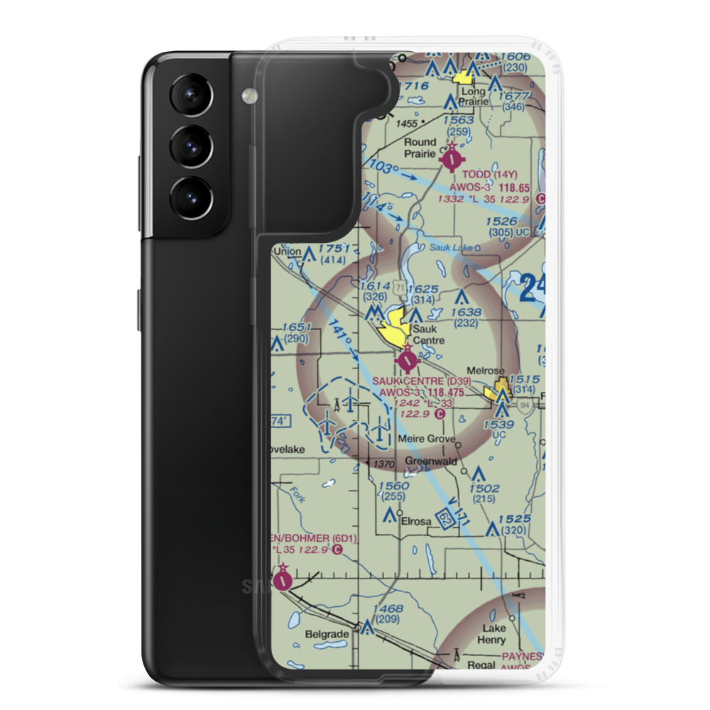 Sauk Centre Municipal Airport (D39) VFR Sectional Samsung Case Samsung Galaxy S21 Plus model shown