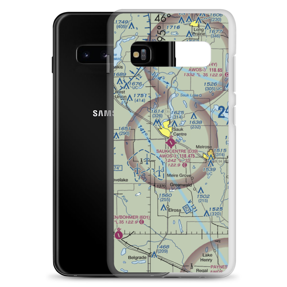 Sauk Centre Municipal Airport (D39) VFR Sectional Samsung Case Samsung Galaxy S10+ model shown