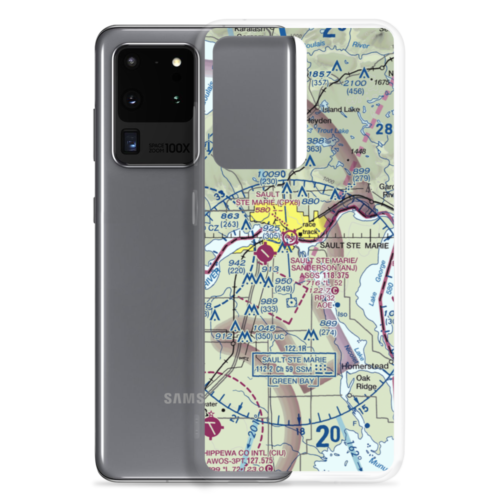 Sault Ste Marie International Seaplane Base (MI8) VFR Sectional Samsung Case Samsung Galaxy S20 Ultra model shown